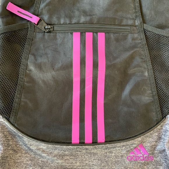 Adidas Sport Bag Training Pack Backpack Pull String Purple/Black/Grey 17” By 12” - Picture 6 of 6